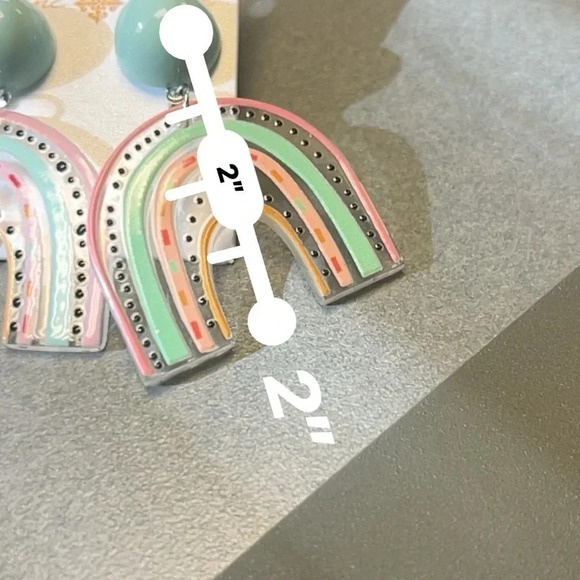 Good Vibes Only Pastel Retro Rainbow Dangle Earrings - Picture 6 of 6